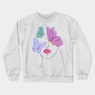 Woman with butterflies Crewneck Sweatshirt